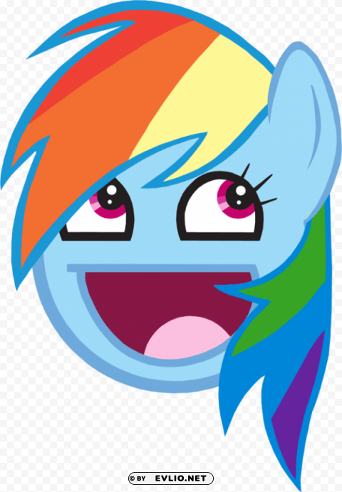 rainbow dash troll face PNG with no background free download