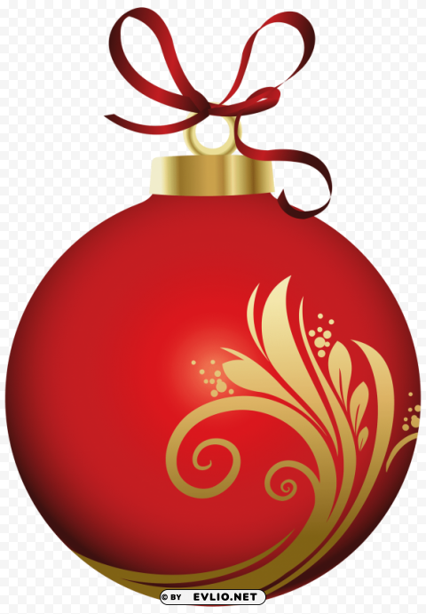 red christmas ball with decoration Isolated Element on HighQuality Transparent PNG