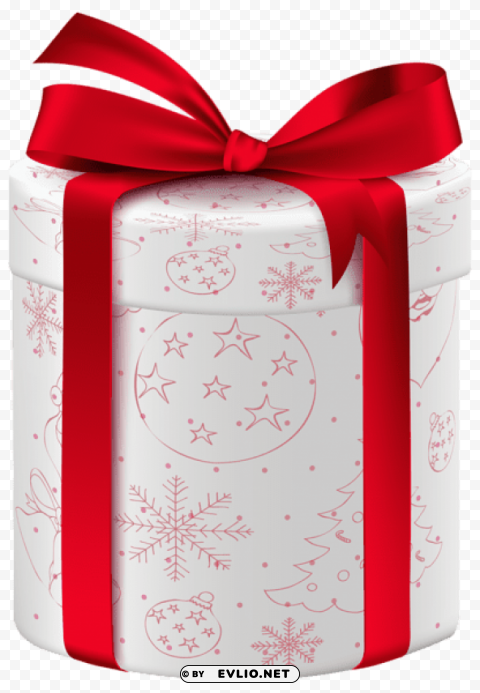 christmas white gift PNG with clear transparency