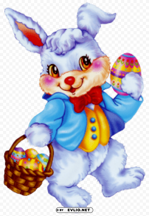easter bunny with egg basket Free PNG download no background