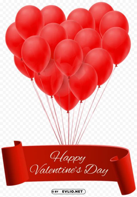 happy valentine's day banner with balloons Free PNG file