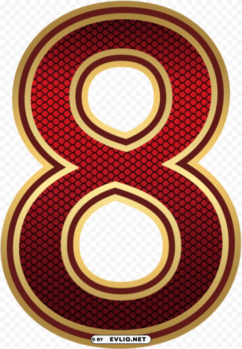 red and gold number eight Clean Background Isolated PNG Icon