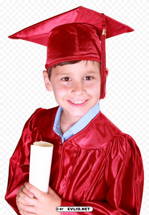 Young Boy Wearing Red Graduation Gown Clear PNG photos