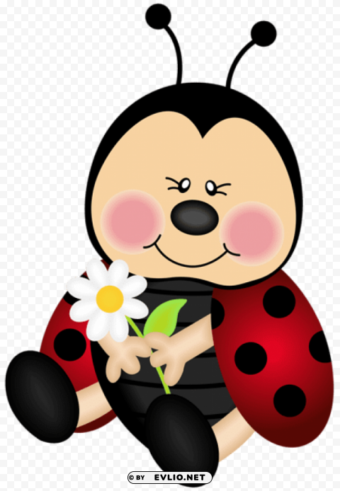 lady bug cartoon Transparent Background PNG Isolated Design