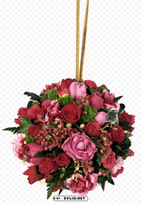 PNG image of rose hanging bouquet Isolated Illustration with Clear Background PNG with a clear background - Image ID 51aa29a5