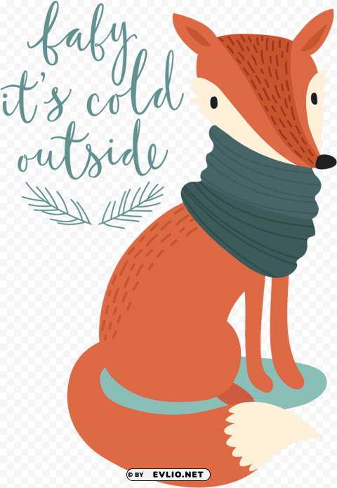 baby it's cold outside fox transfer - fox christmas cards red cartoo Clear background PNG elements