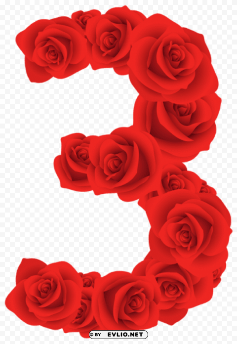 red roses number three PNG images without licensing