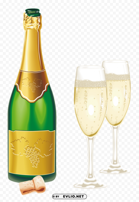 new year open champagne with glasses picture PNG images with alpha transparency free