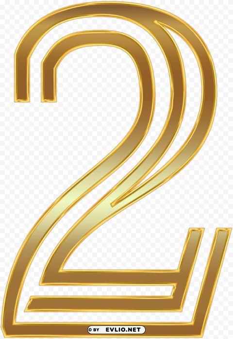 number two gold Isolated Item with Transparent Background PNG