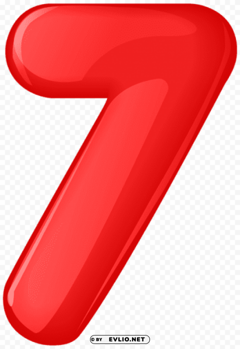 red number seven Isolated PNG Object with Clear Background