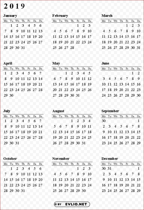 2019 calendar pics Free download PNG images with alpha channel diversity