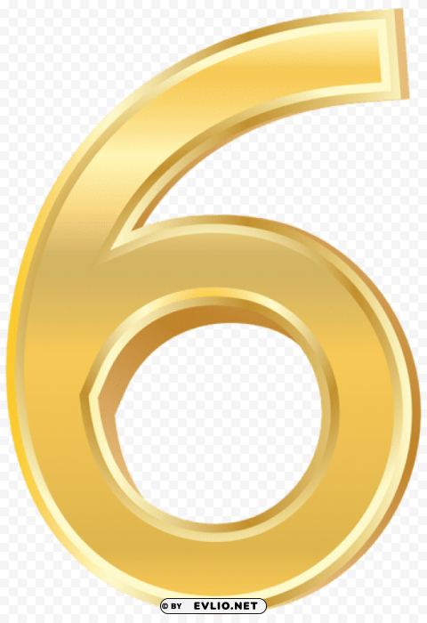 gold style number six Isolated Graphic on Clear Transparent PNG