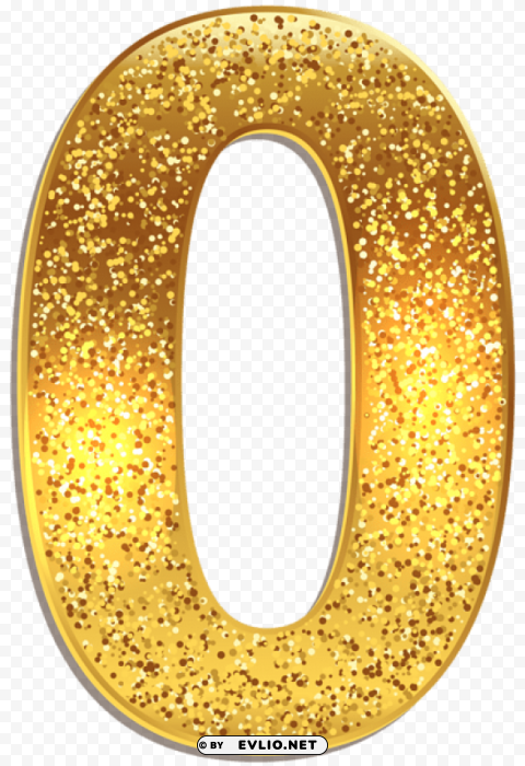 Number Zero Gold Shining HighQuality PNG Isolated On Transparent Background