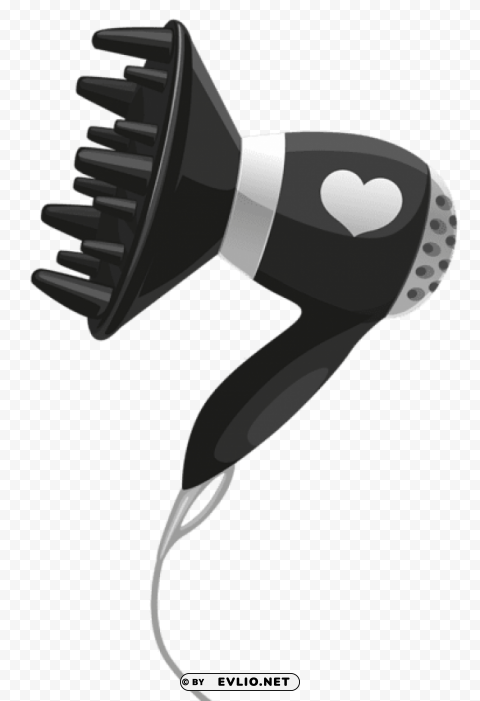 black hairdryer with heart PNG for free purposes