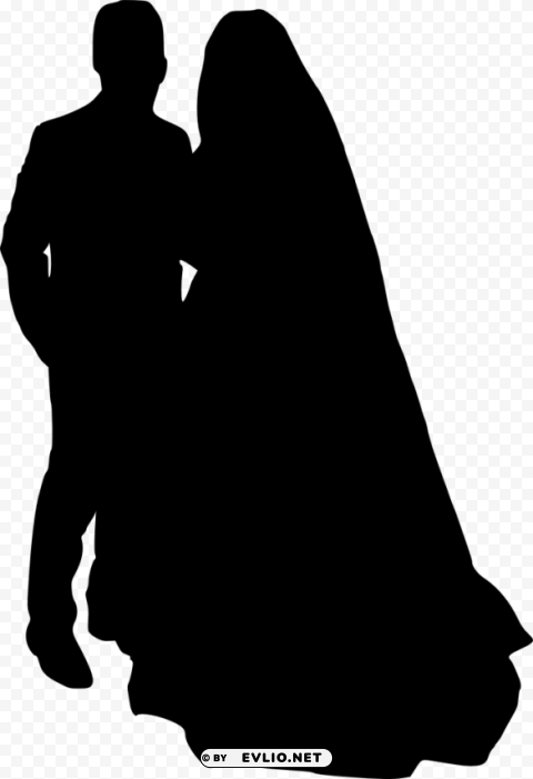 bride and groom silhouette Free PNG file
