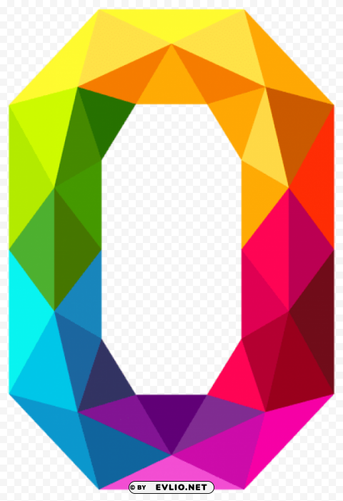 colourful triangles number zero Isolated Graphic in Transparent PNG Format