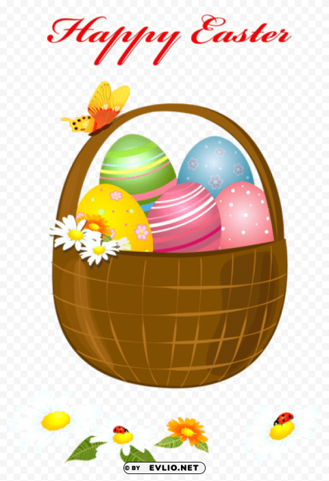 happy easter basket PNG Image with Clear Background Isolated