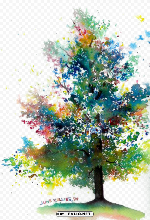 Abstract Tree Watercolor Painting HighResolution Isolated PNG Image