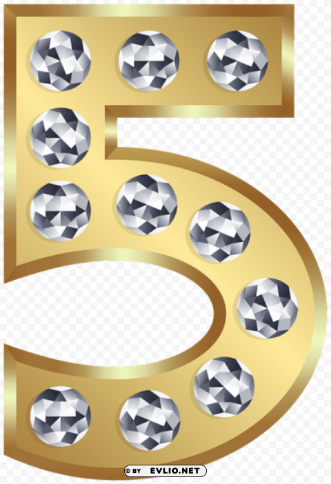 five gold number PNG for educational use