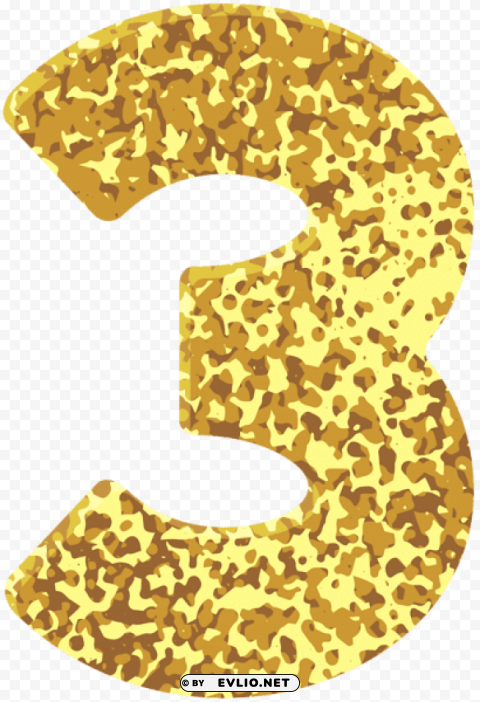 Gold Style Number Three PNG Files With Clear Background Collection