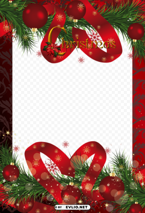 Red Christmas Frame PNG With Clear Isolation On Transparent Background