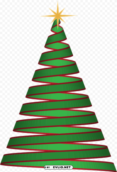 Christmas Tree Ribbon ClearCut Background PNG Isolated Element
