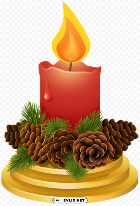 christmas candle with pinecones PNG with Clear Isolation on Transparent Background