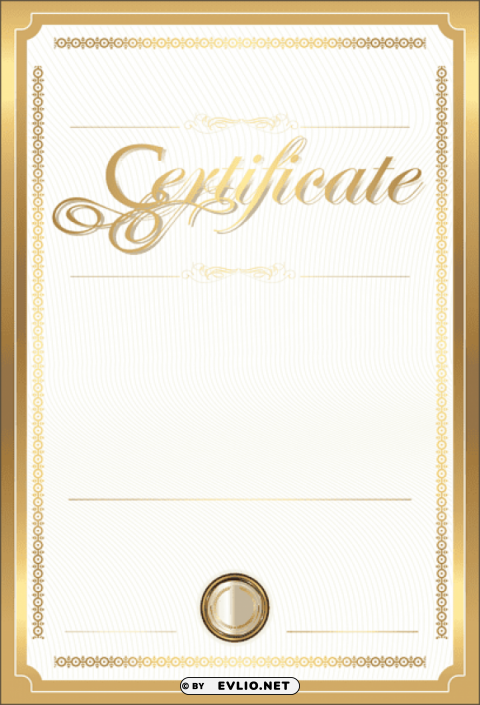 gold certificate template Clean Background Isolated PNG Character