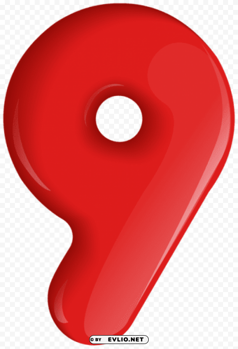 red number nine Isolated Subject in Transparent PNG