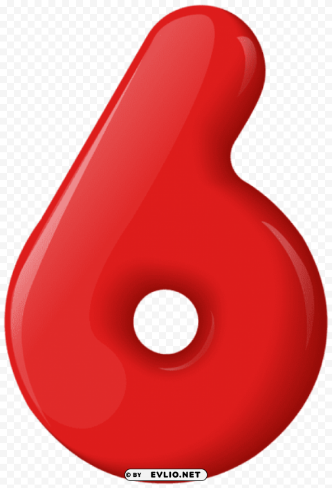 red number six Isolated PNG Element with Clear Transparency
