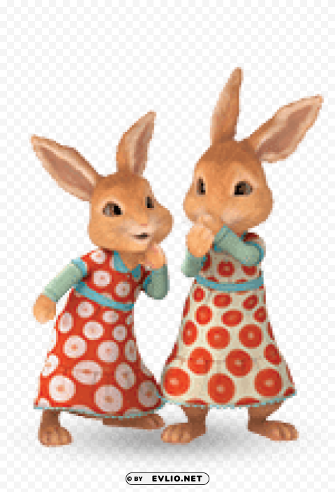 two girl rabbits PNG Object Isolated with Transparency