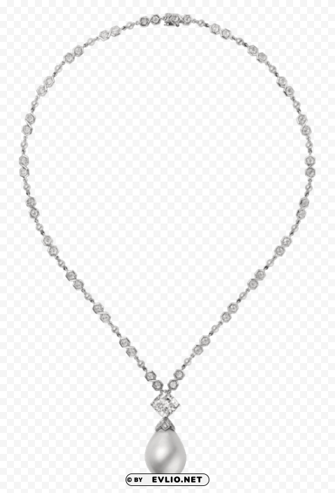 diamond necklace with pearl Transparent Background PNG Isolated Art