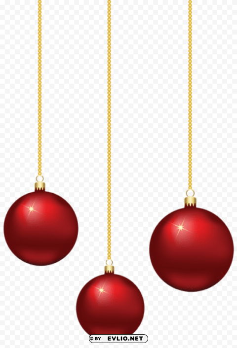 hanging elegant redchristmas balls Isolated Item in Transparent PNG Format