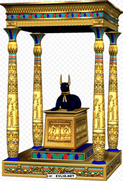 pharaoh Egyptian Temple with Anubis Statue Clear Background Isolated PNG Object