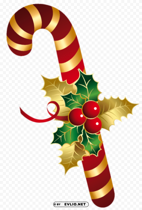golden and red christmas candy cane Transparent image