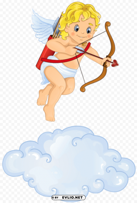 Beautiful Cupid With Cloud Isolated Graphic Element In HighResolution PNG