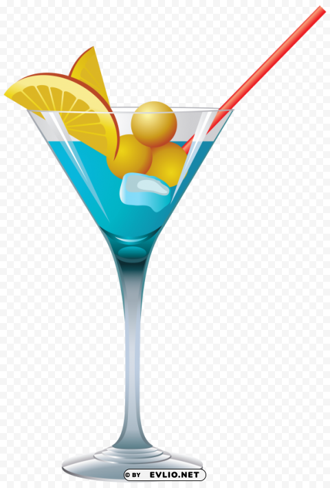 blue cocktail PNG Isolated Object with Clear Transparency