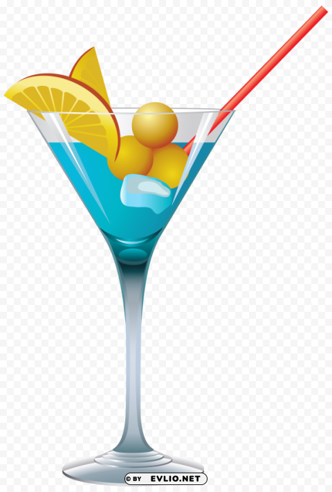 Blue Cocktail PNG Isolated Object With Clear Transparency