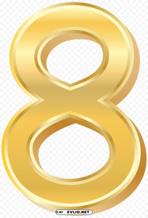 gold style number eight Isolated Graphic on HighQuality Transparent PNG