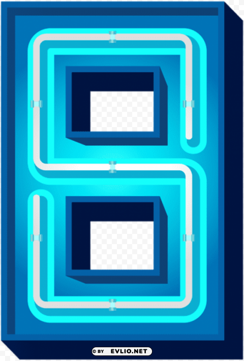 number eight blue neon Free PNG images with alpha channel set