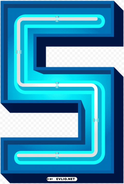 number five blue neon Free PNG file