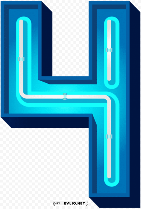 number four blue neon Free PNG download no background
