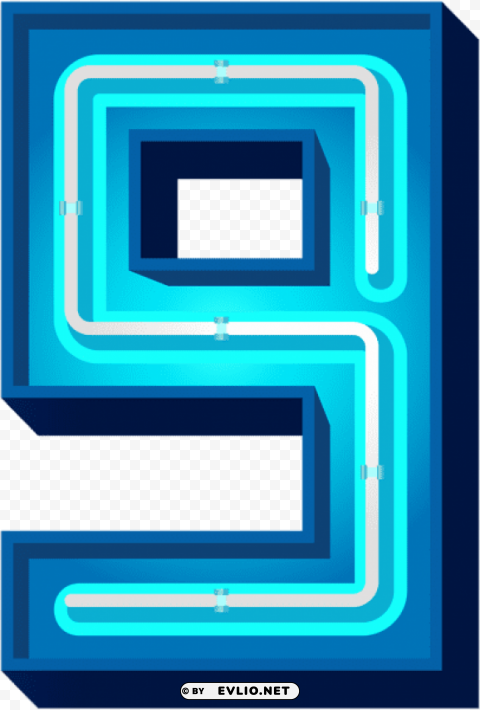 number nine blue neon Free PNG images with alpha channel variety