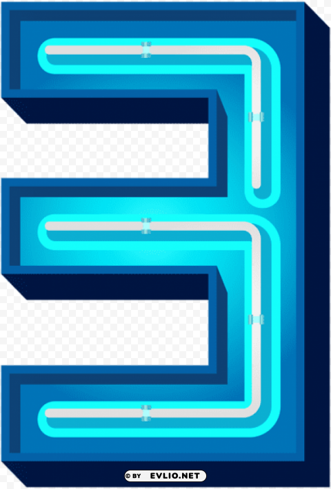 number three blue neon Free PNG download