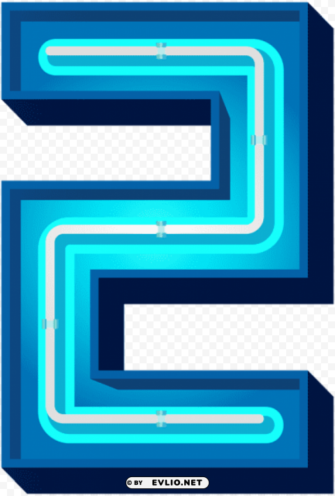 number two blue neon Free PNG