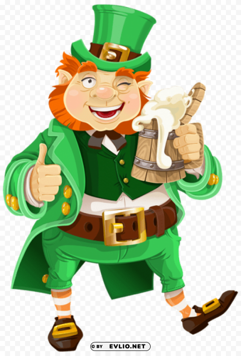 st patricks day leprechaun with beer PNG transparent images mega collection