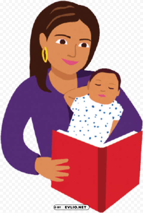mom and baby reading book cartoon High-resolution transparent PNG images