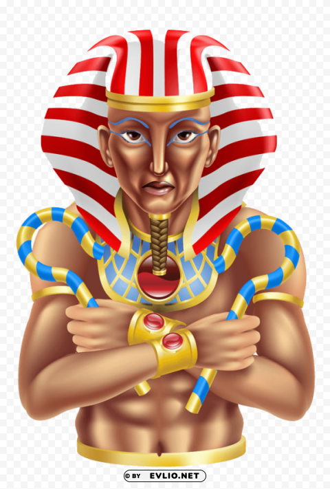 Egyptian Pharaoh Statue with Candy Cane Headdress PNG images with no royalties