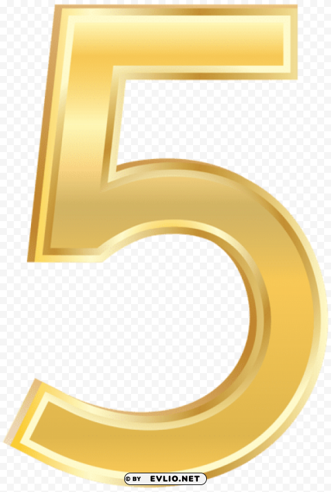 gold style number five Isolated Graphic on Clear PNG