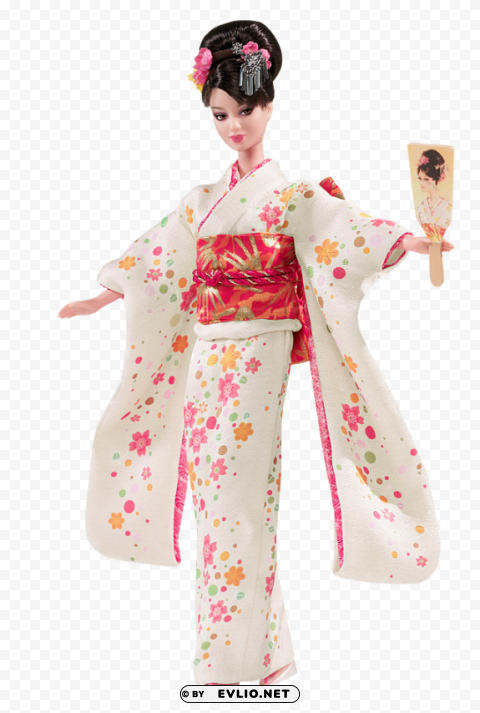 Japan Barbie Doll Kimono Isolated PNG Image with Transparent Background